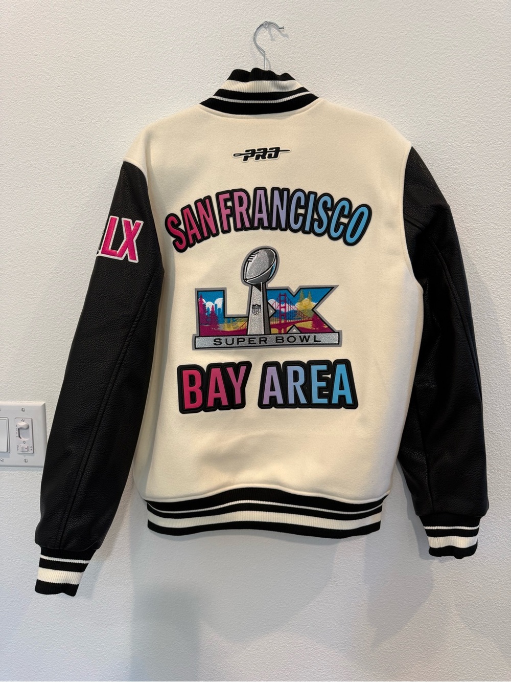 San Francisco Bay Area Super Bowl Varsity Jacket - Cream & Black